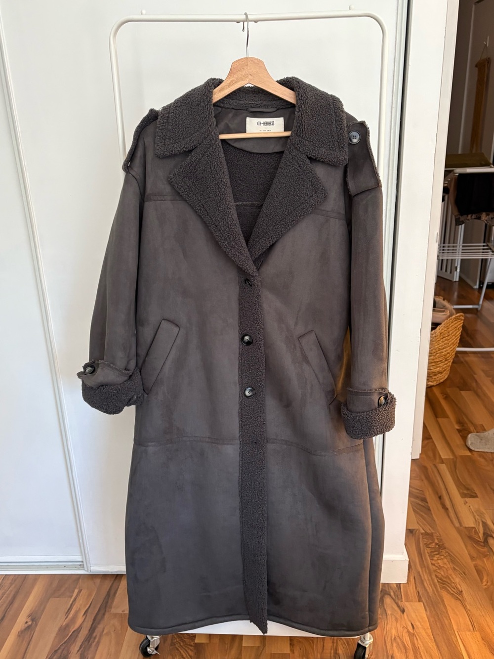 4th + Reckless | Grey Shearling Coat